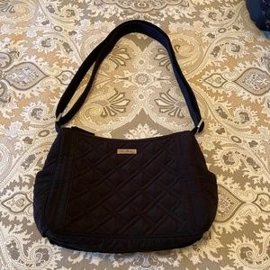 Vera Bradley Black Quilted Microfiber Shoulder Bag with Adjustable Strap